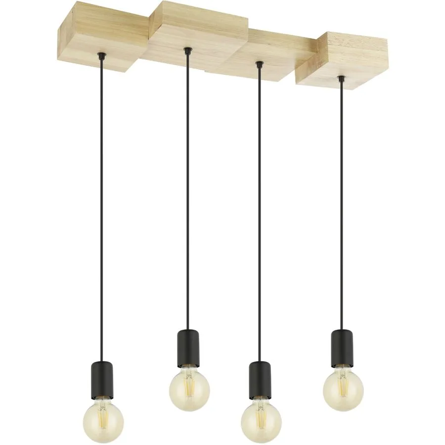 Eglo Pendellampe Halkin Braun/Schwarz Stahl/Holz 25 cm 110 cm - Material: Holz/Stahl