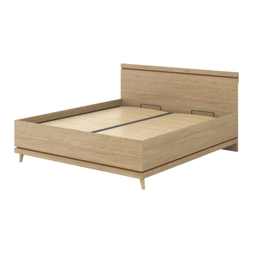 Säng Scandi lyftförvaring - 180 cm, Oljerad Ek