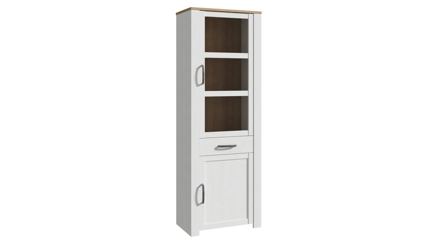 Vitrine mit Glastür Lärche weiß - Eiche - Breite 72 cm - BOHOL
