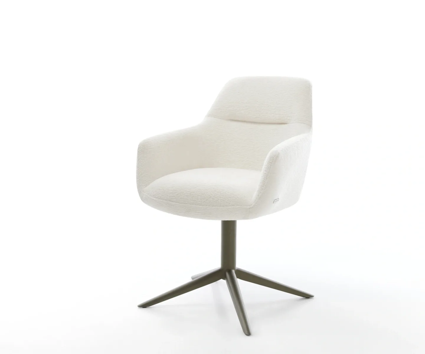 Drehstuhl Pejo-Flex Bouclé Soft Beige Fußkreuz Effektfinish Titan 360° drehbar Wippfunktion Taschenfederkern