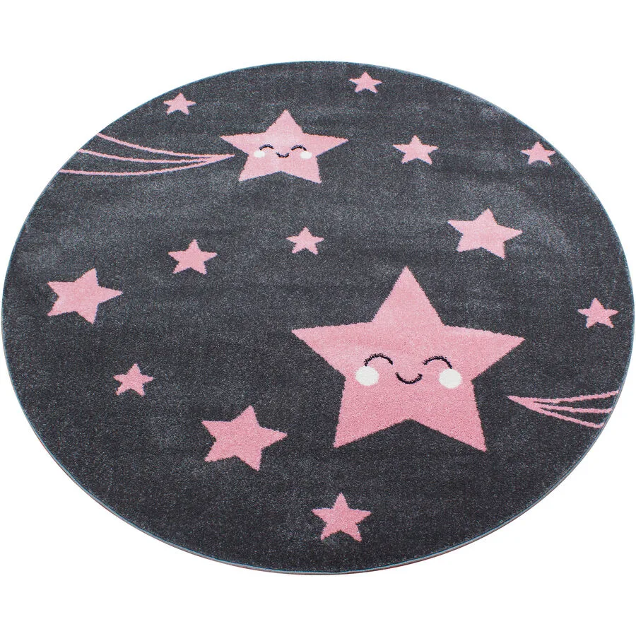 Kinderteppich Kids Grau, Pink Anderes Muster Polypropylen 120 x 120 cm