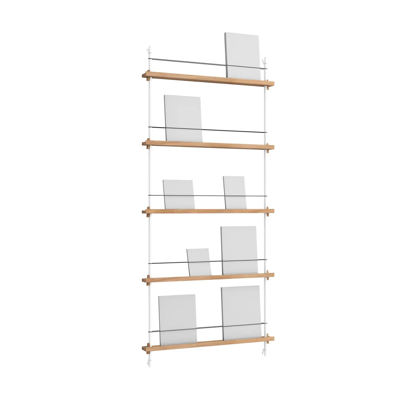 MOEBE Magazine Shelving tidningsställ Ek-white, 85x180x7 cm, MS.180.1