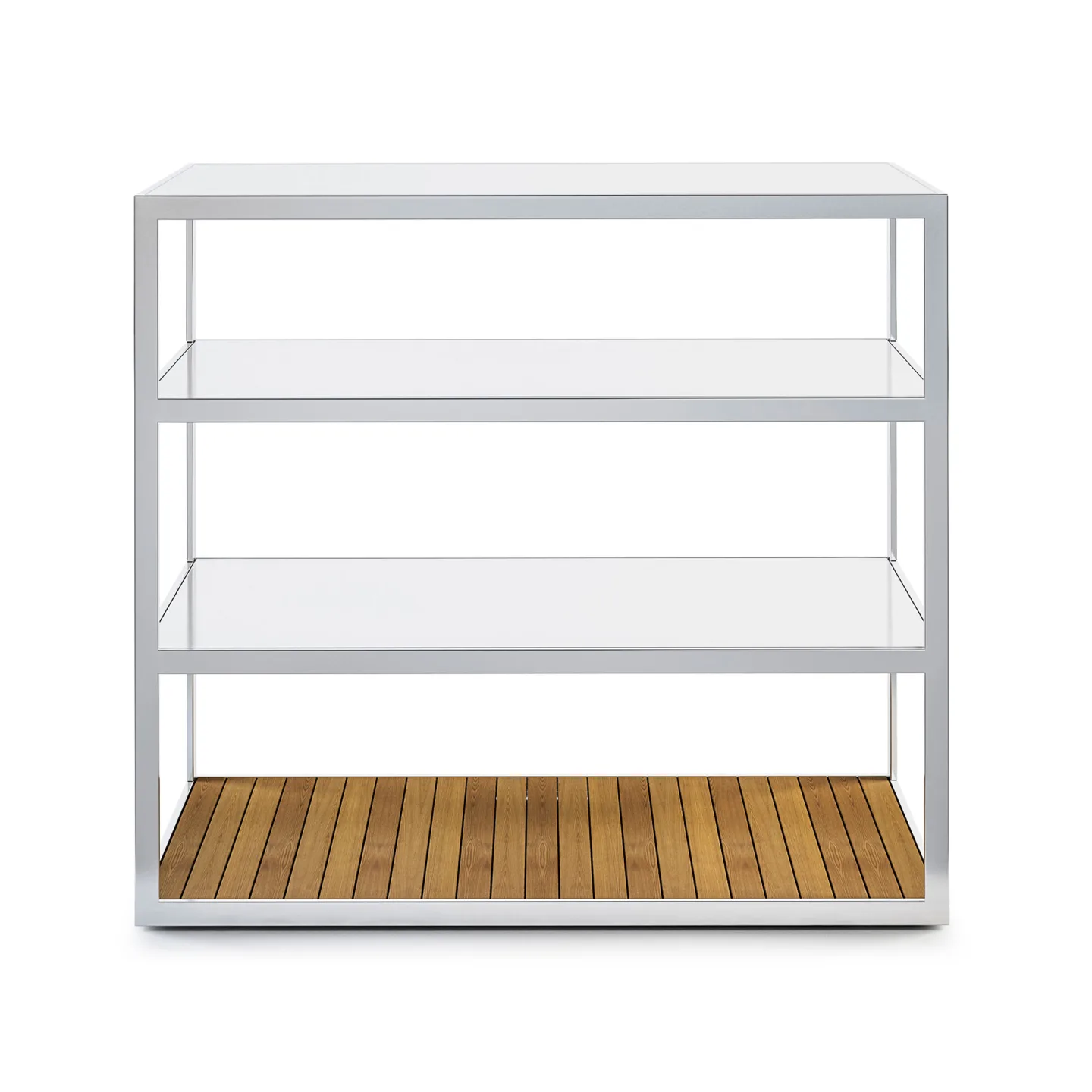 Röshults - Open Kitchen Sideboard 100,Brushed Stainless Steel, Teak Bottom - Utekök - Broberg & Ridderstråle