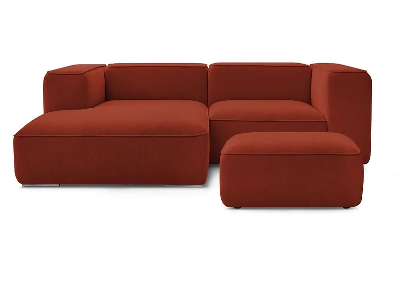 Ecksofa mit Hocker BOBOCHIC ZEPHYR Stoff mit Textur orange