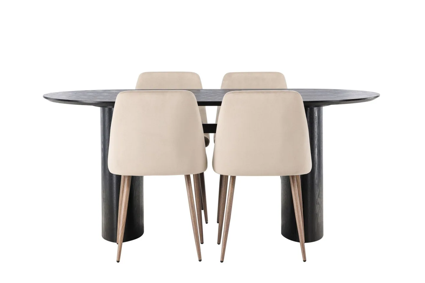 Isolde Matgrupp 180 cm Oval med 4 Night Stolar - Svart