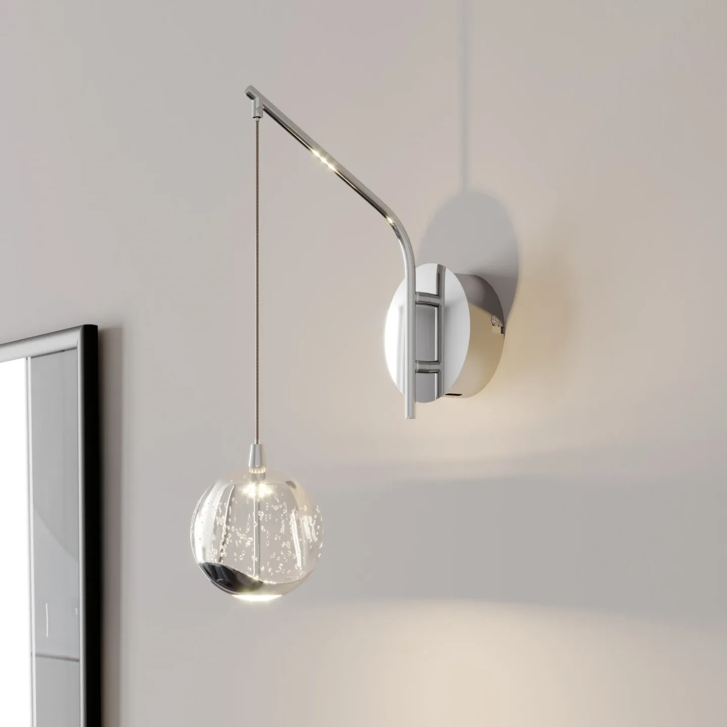 Hayley LED Wandleuchte Chrome - Lucande - Wohnzimmer - Modern - Glas - Einflammig