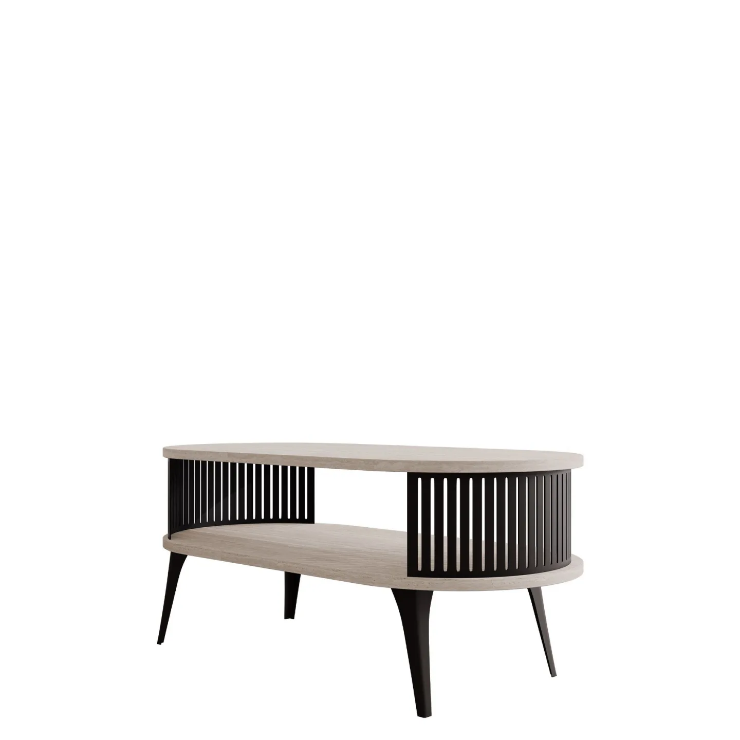 Galia Soffbord 100 cm Oval - Beige|svart