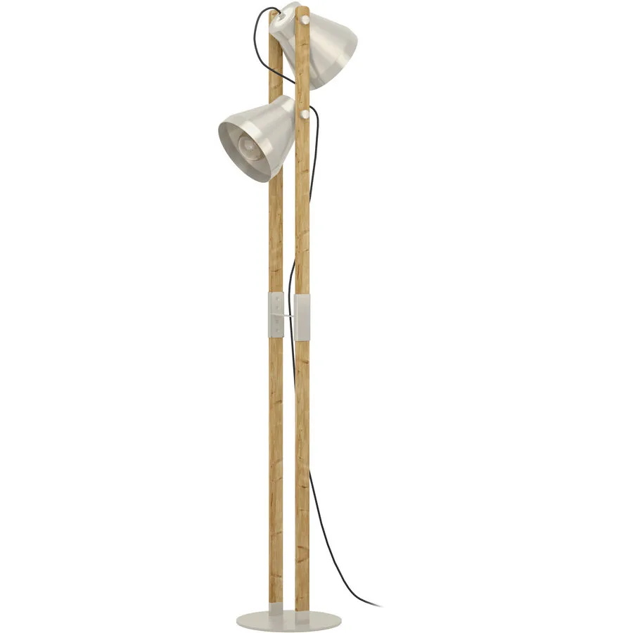 Eglo Stehlampe Cawton Grau Stahl/Holz 16 cm 134.5 cm - Material: Holz/Stahl