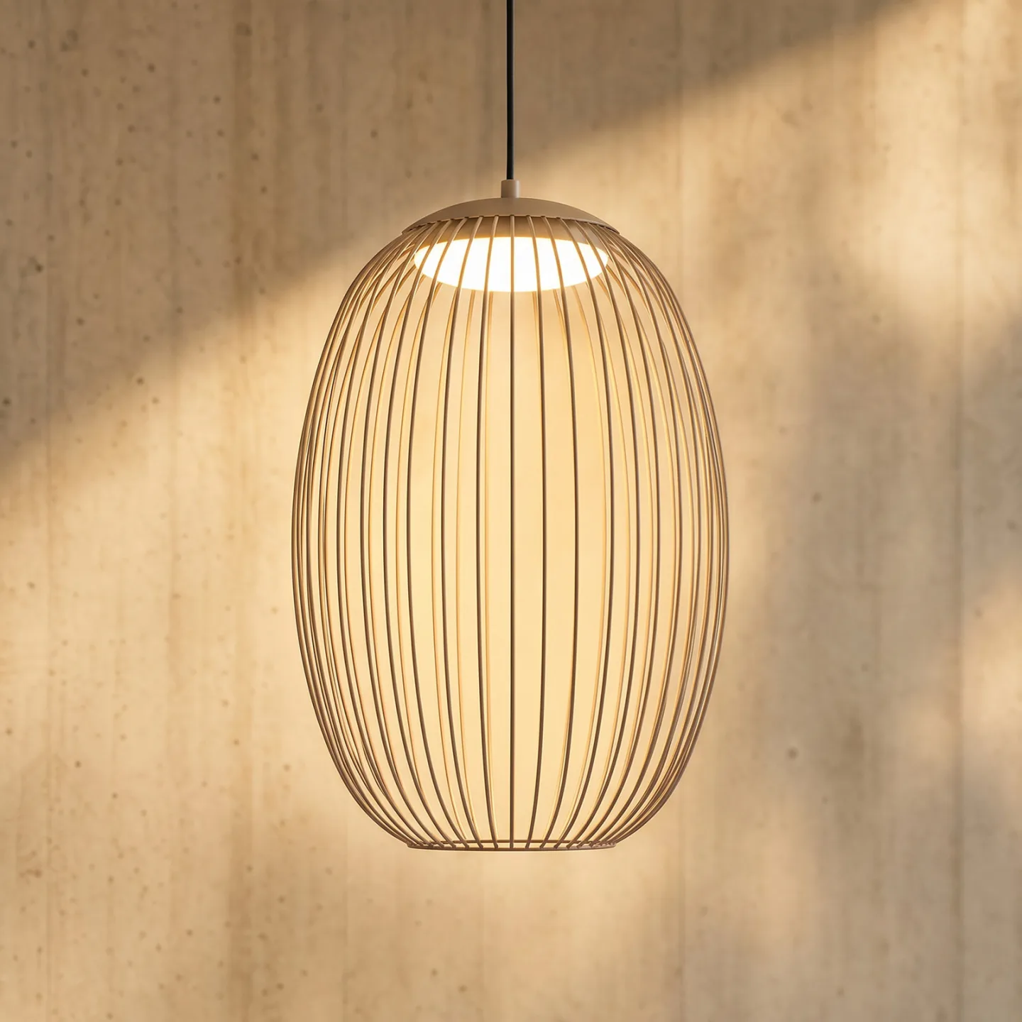 Richi LED-Außenhängeleuchte, Ø 40 cm, beige, dimmbar, IP44, Metall - Lucande - Modern - Einflammig