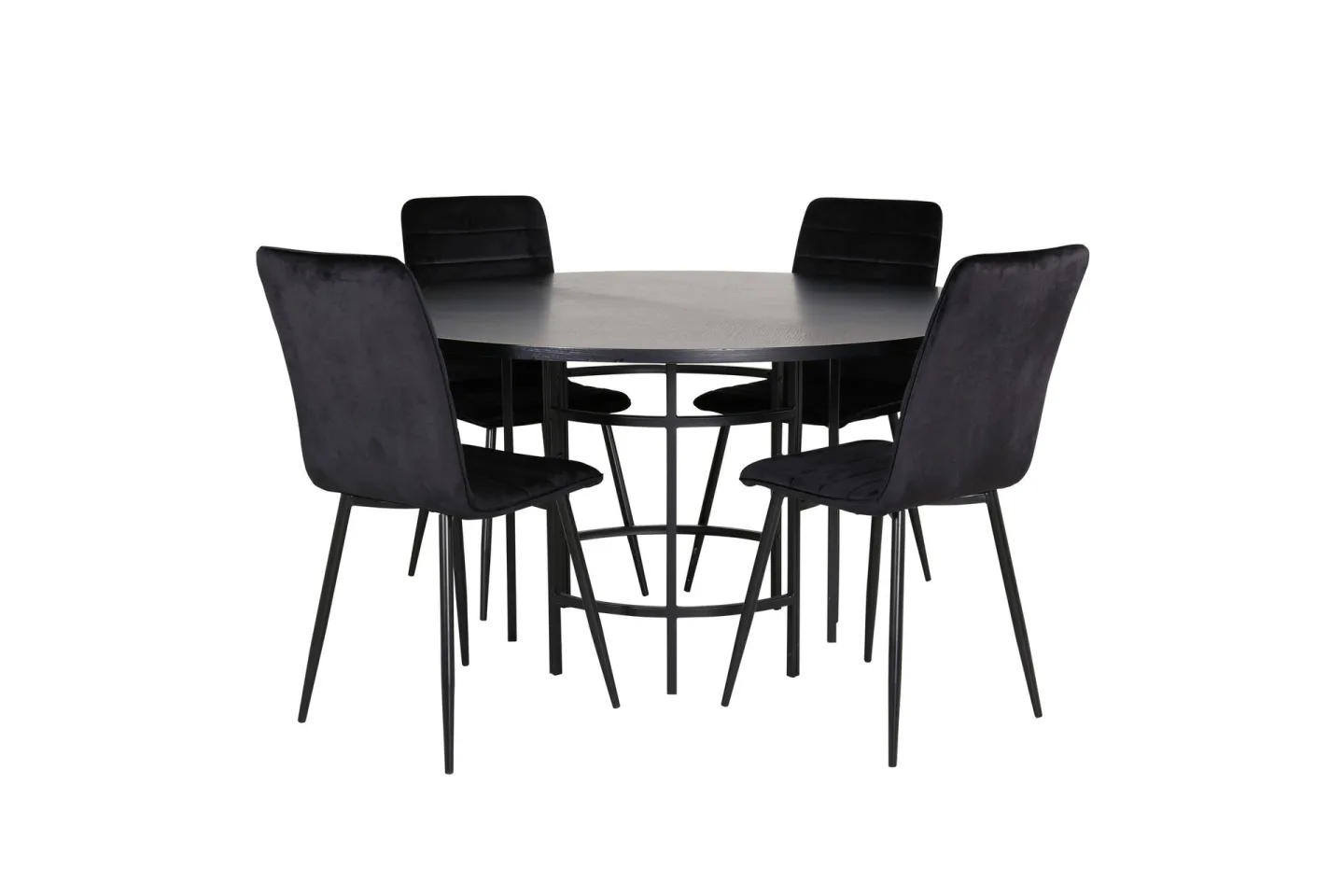 Copenhagen Matgrupp 140 cm Rund med 4 Windu Lyx stolar - Svart