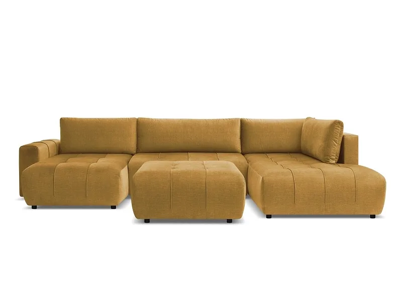 Panorama-Ecksofa mit Hocker BOBOCHIC ARSENE Samt gelb