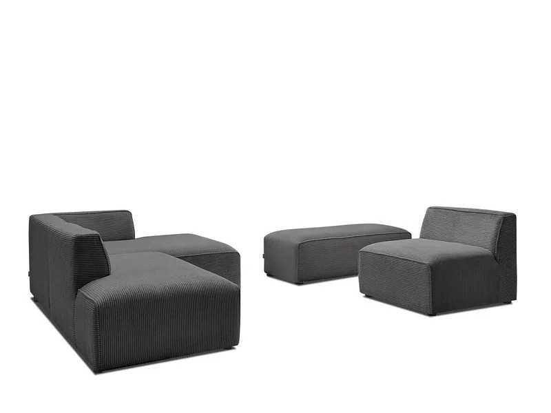 Ecksofa BOBOCHIC MEGEVE Cord-Stoff dunkelgrau