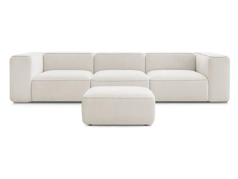 3er Sofa mit Hocker BOBOCHIC ZEPHYR Stoff mit Textur weiss