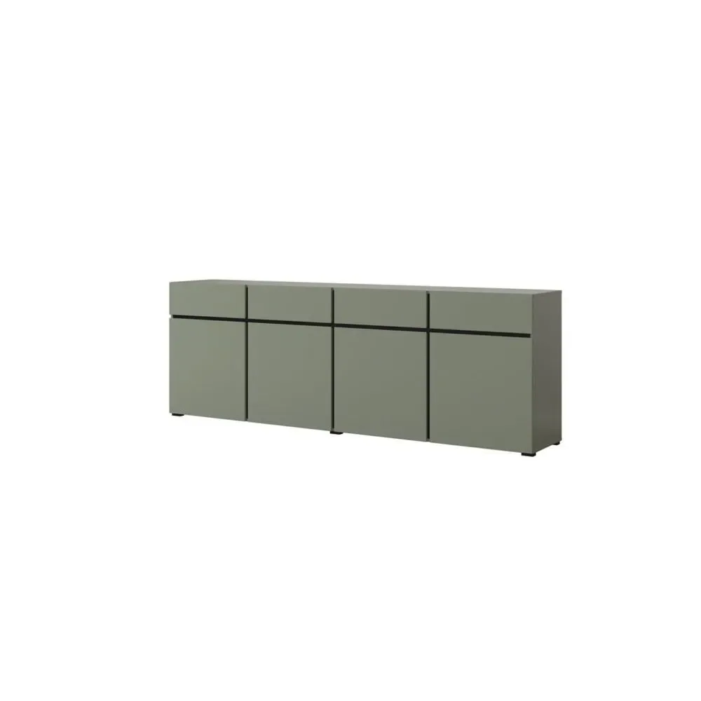 Sideboard Cross 4 dörrar med 4 lådor - Grön - Svart