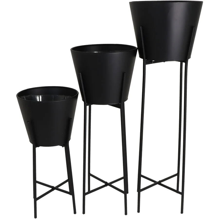 Blumentopf 3er-Set Bloem Schwarz Metall 33 cm 102 cm