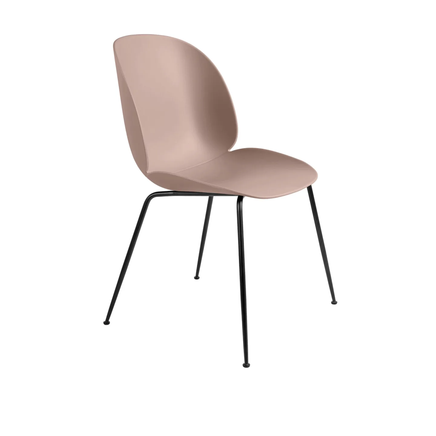 Gubi - Beetle Dining Chair Un-upholstered, Conic Base Black, Sweet Pink Shell, Plastic Glides - Matstolar - GamFratesi - Rosa - Metall/Plast