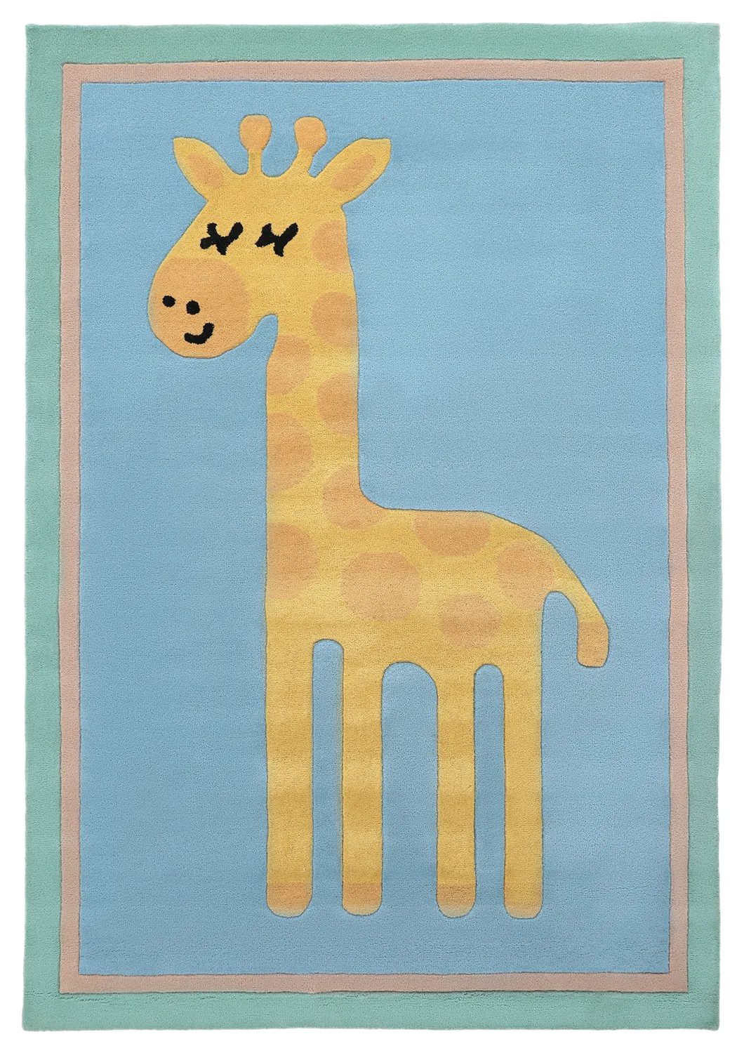 Barneteppe - Giraffe Hand Tufted Wool Premium (lyseblå/multi) (Størrelse: 120 x 180 cm)