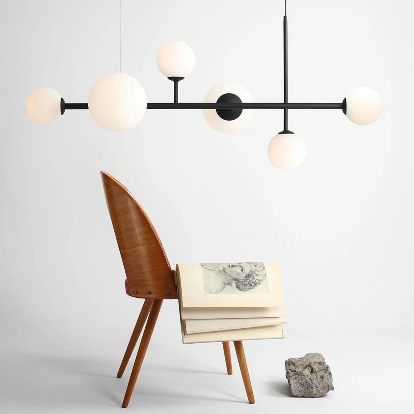 Dione Hängeleuchte, schwarz, 6-flammig - ALDEX - Wohnzimmer - Modern - Metall - Kugel