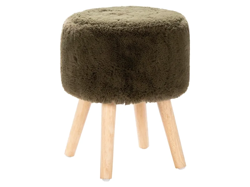 Hocker RABBIT 35x35x42cm künstliches kaninchenfell khaki