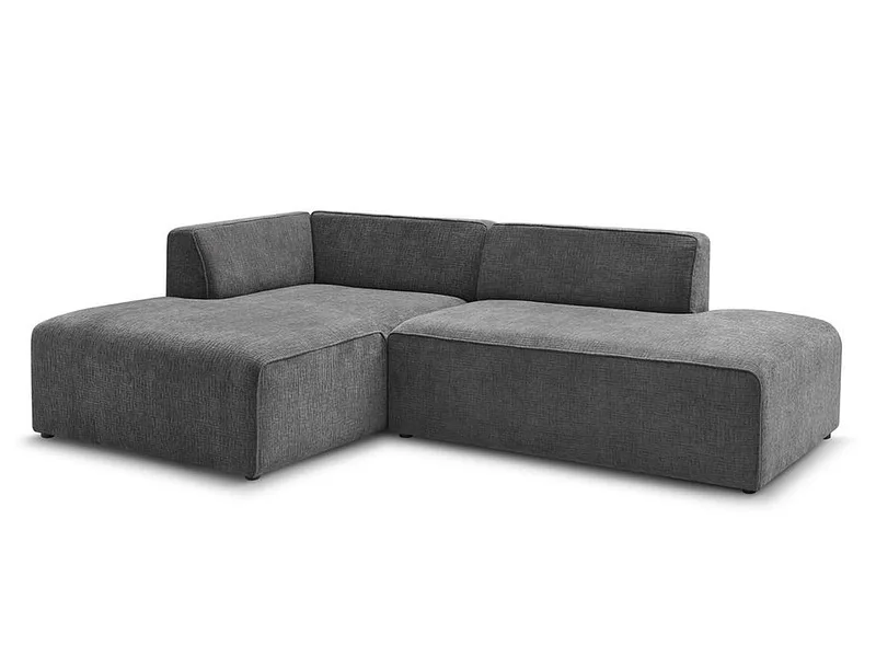 Ecksofa BOBOCHIC MEGEVE Stoff mit Textur dunkelgrau