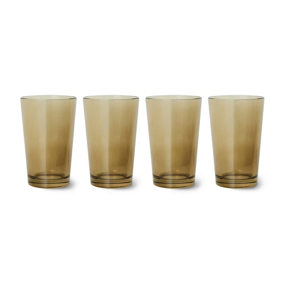 HKliving 70's glassware Teeglas 20 cl 4er Pack Mud brown
