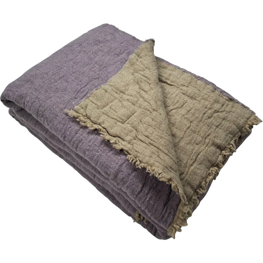 Wohndecke Riviera natur/lila Wolle/Polyester 130 x 180 cm