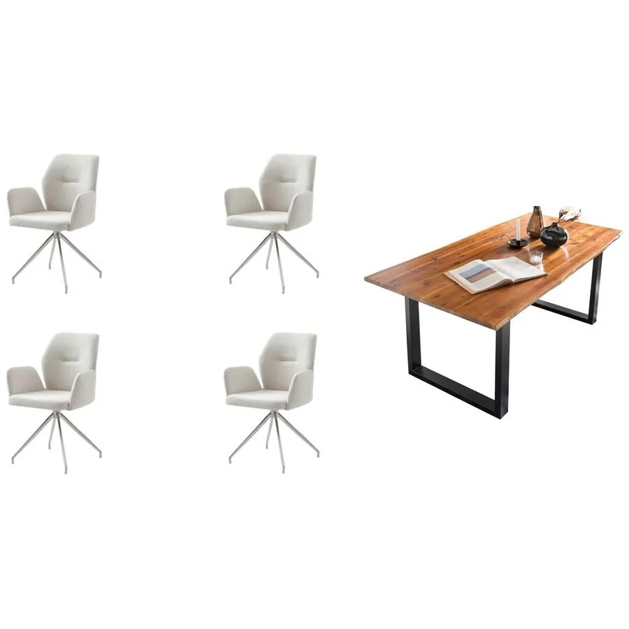 Essgruppe Eats cognac Akazie/Strukturstoff B 160 T 85 cm 4