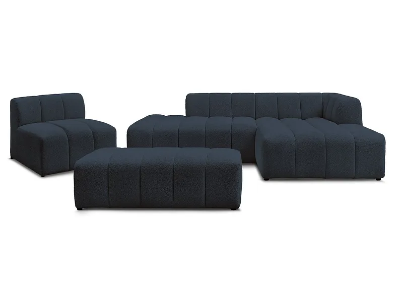 BOBOCHIC Ecksofa mit Hocker ANNECY Boucle-Stoff dunkelblau