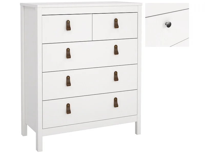 Kommode MADRID 5 Schubladen 38.4x82.3x98.9cm weiss matt