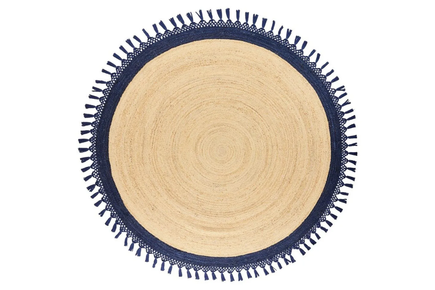 Plattvävd Marts - Beige, blå, 200x200 cm