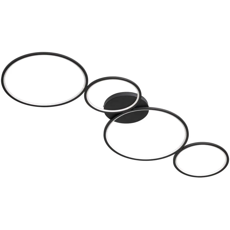 Deckenlampe Albiana Schwarz Metall 97 cm 5.5 cm - Farbe: Schwarz matt - LED - Lichtfarbe: Warmweiss - LED Energiesparlampen