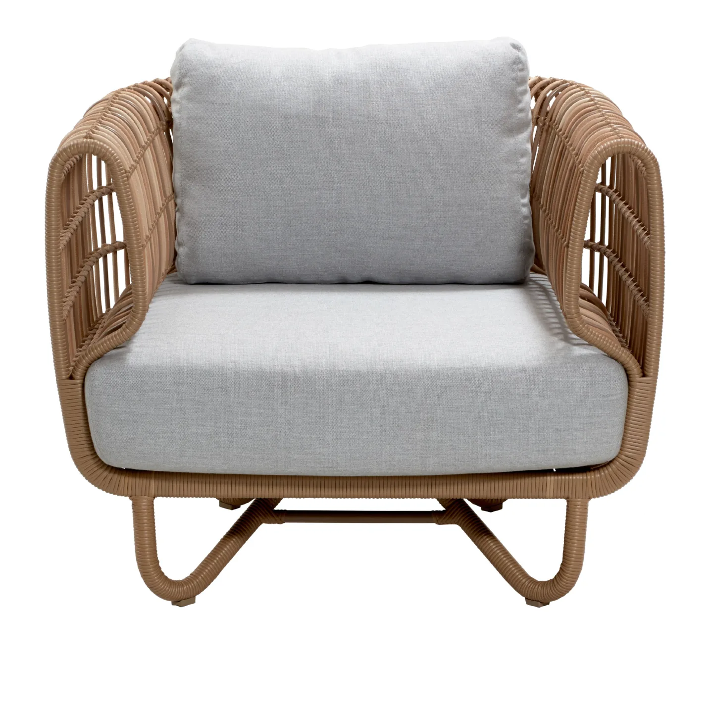 Cane-Line - Nest Outdoor Lounge Chair Natural / Light Grey - Fåtöljer utomhus - Foersom & Hiort-Lorenzen MDD - Grå - Metall/Textilmaterial