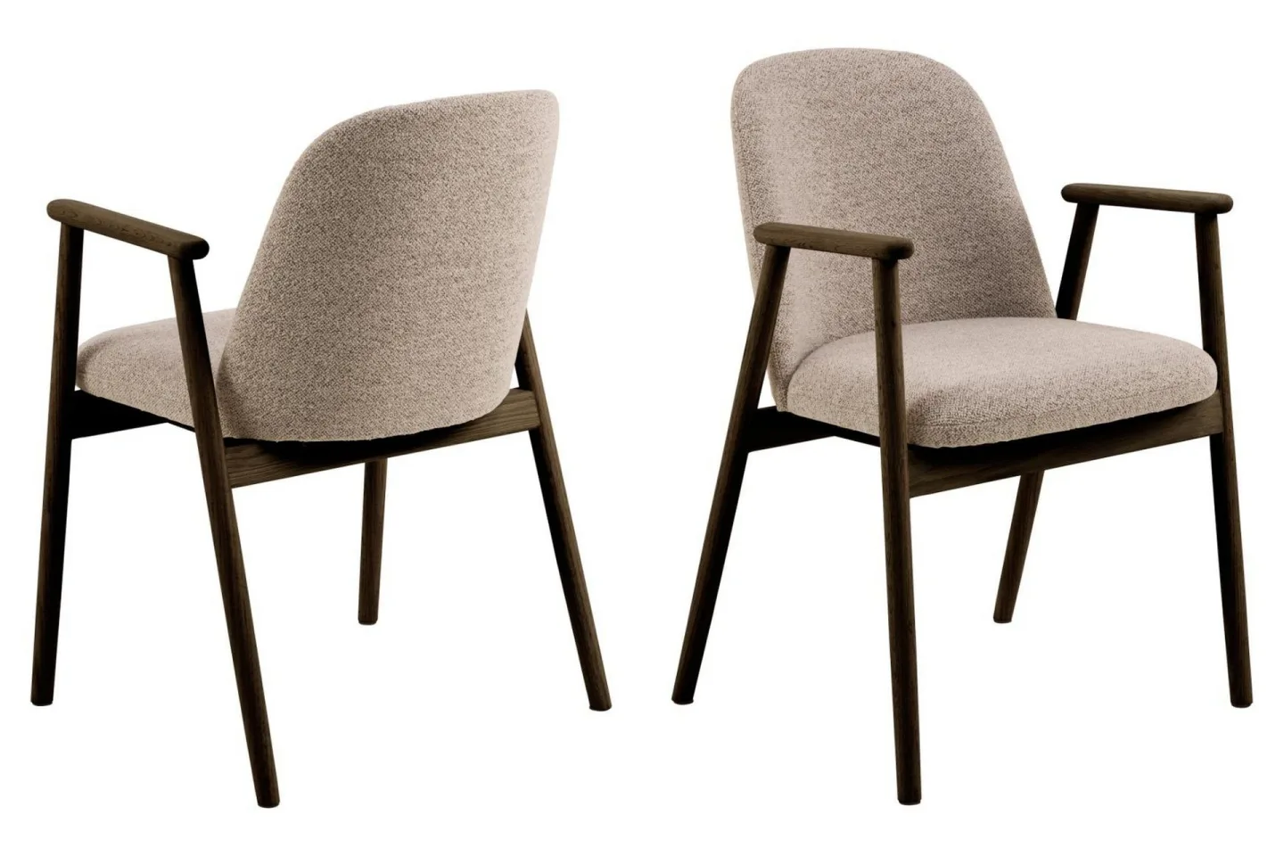 Reciclar Matstol i Bouclé med armstöd i ek trä - Beige
