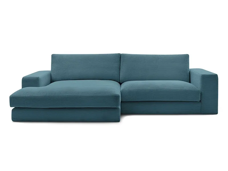 Ecksofa BOBOCHIC LEONARD Cord-Stoff hellblau