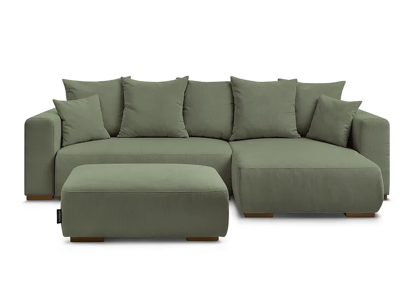 Ecksofa mit Hocker BOBOCHIC SIDONIE Cord-Stoff grün