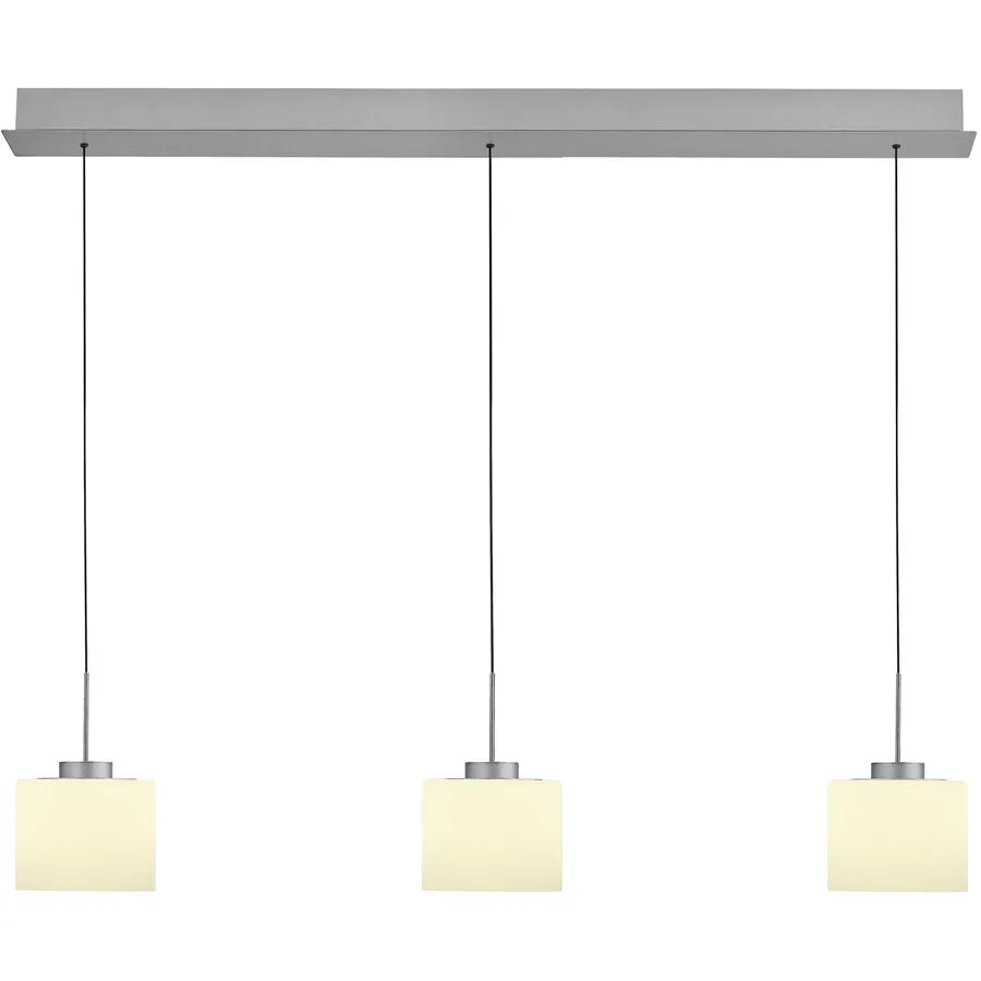 Pendellampe Abby Silber/Weiss Metall/Glas 110 cm 180 cm - Farbe: Silber/Opalweiss - LED - Lichtfarbe: Extra warmweiss - Pendellampe- LED