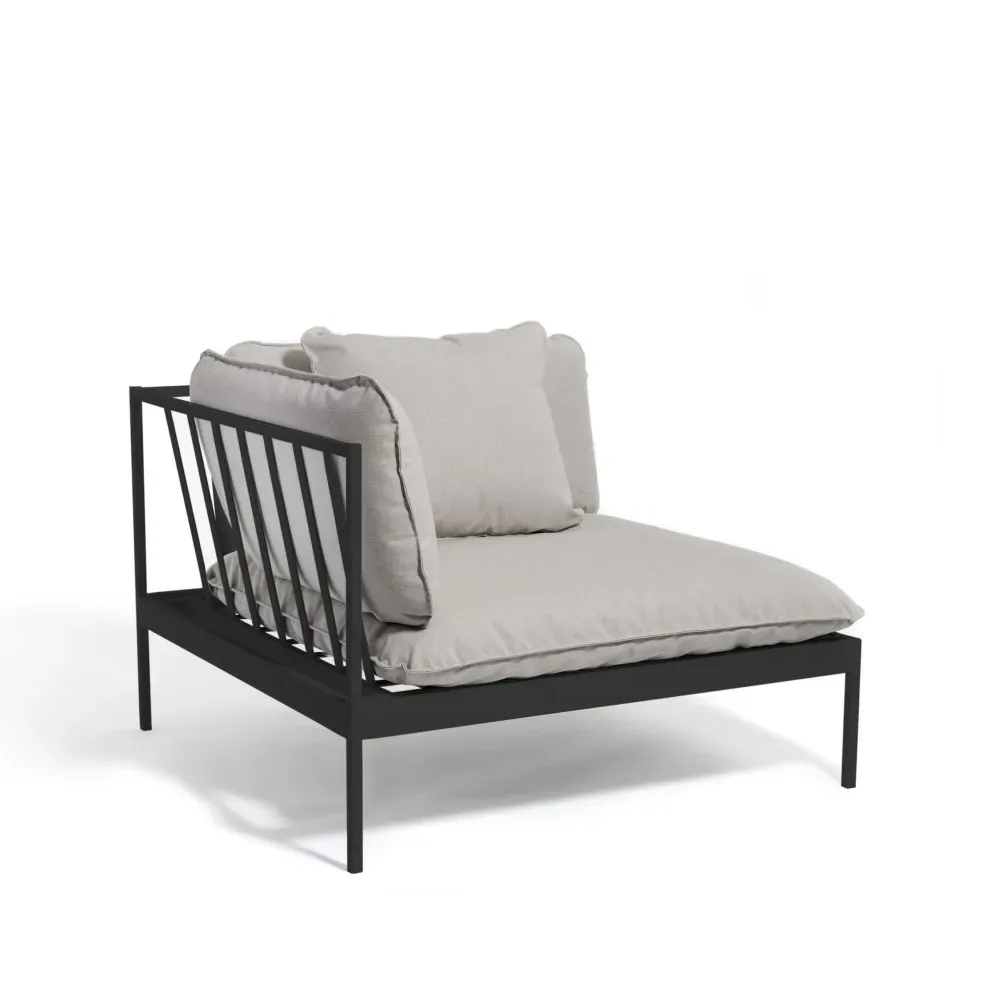 Skargaarden Bönan Modulsofa Sunbrella Sling light grey, Eckteil, dunkelgrauer Aluminiumrahmen