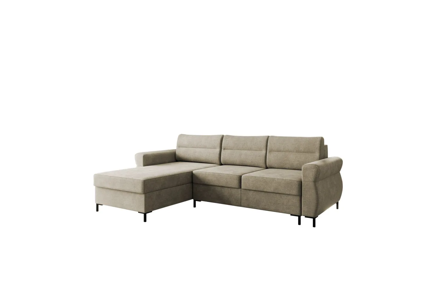 Busness Bäddsoffa med Divan 3-sits i Plysch - Beige
