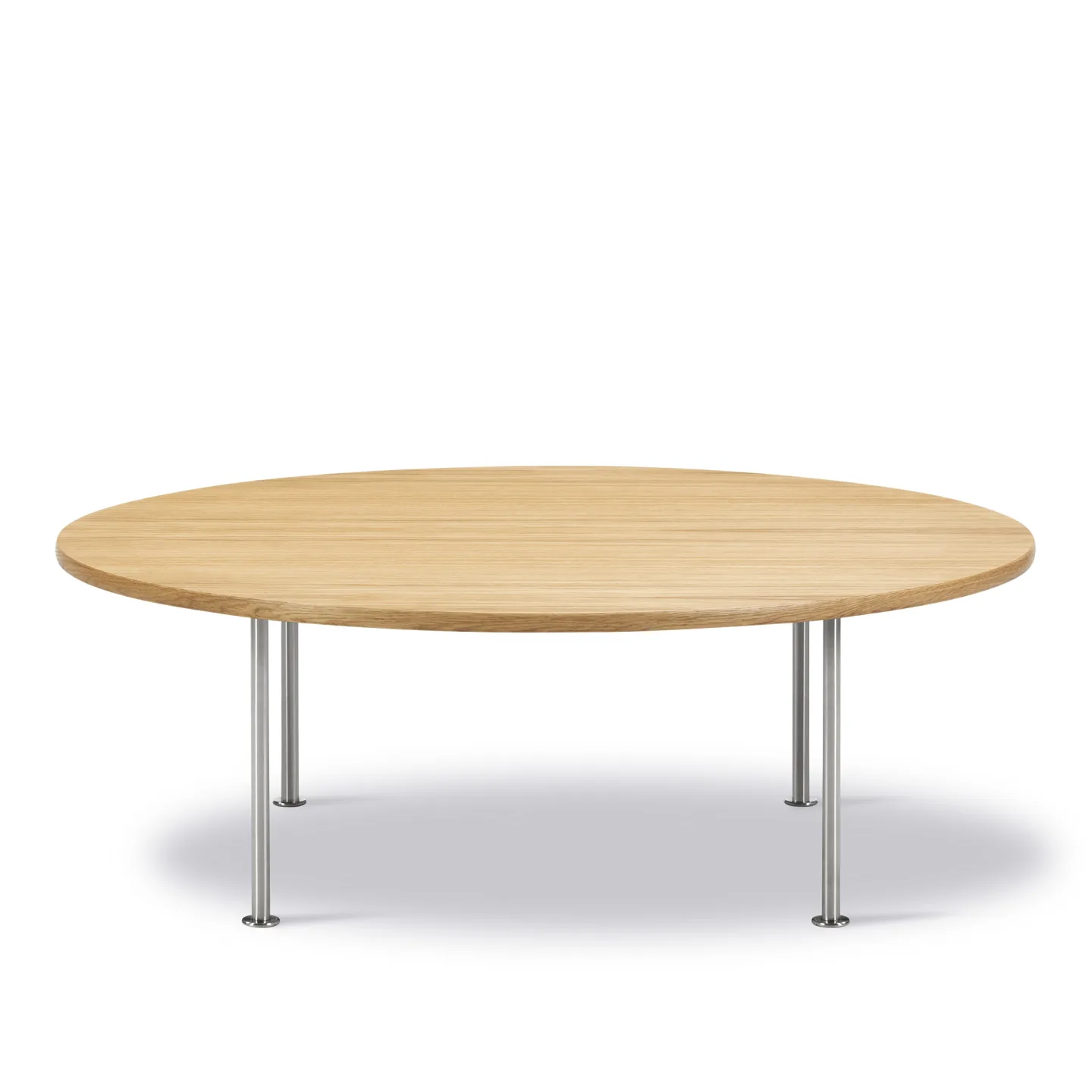 Fredericia Furniture - Wegner Ox Table Ø120 cm - Oak oil - Brushed stainless steel - 41 cm - Soffbord - Hans J. Wegner - Träfärgad - Trä