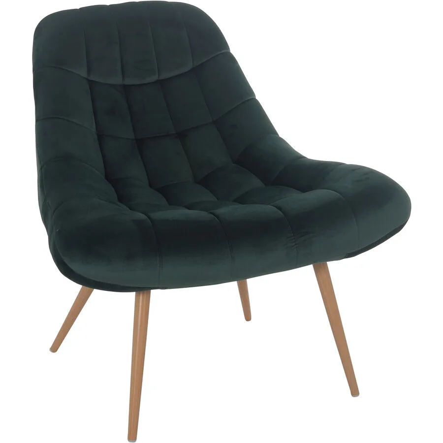 Sessel Bruce Dunkelgrün, Beige Samt, Metall B 76 cm T 85.6 cm H 85.6 cm
