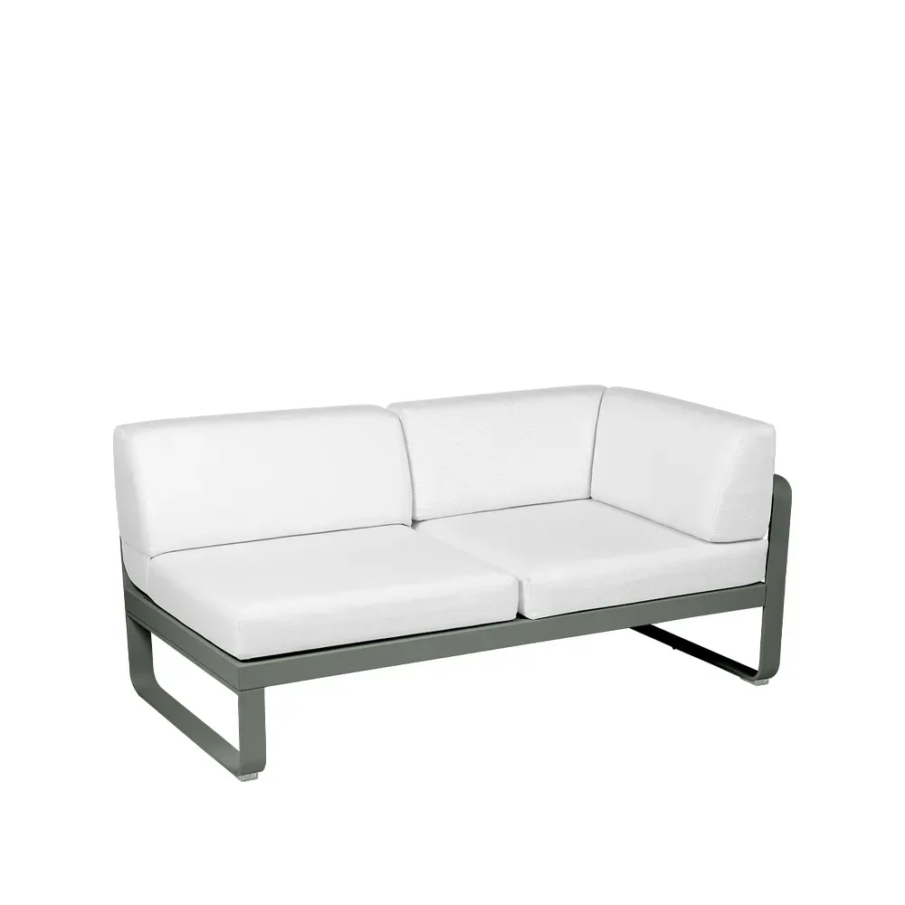 Fermob Bellevie Corner modulsoffa 2-sits Rosemary (grön), offwhite dyna, höger