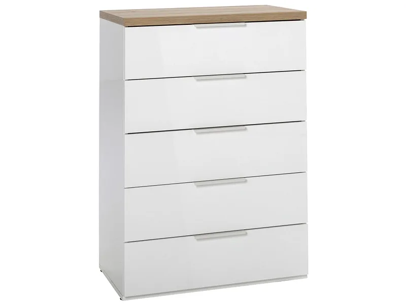 Kommode MUNDI 5 Schubladen 44.3x68.9x101.8cm weiss glänzend melamin