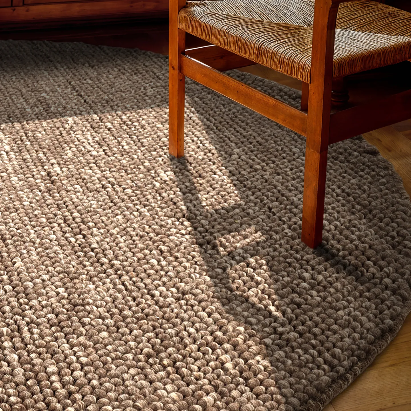 Rundt teppe - Avafors Wool Bubble (brun/beige) (Størrelse: Ø 240 cm)