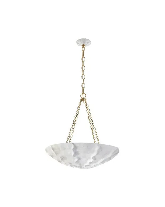 Benit Medium Sculpted Pendant White and Gild
