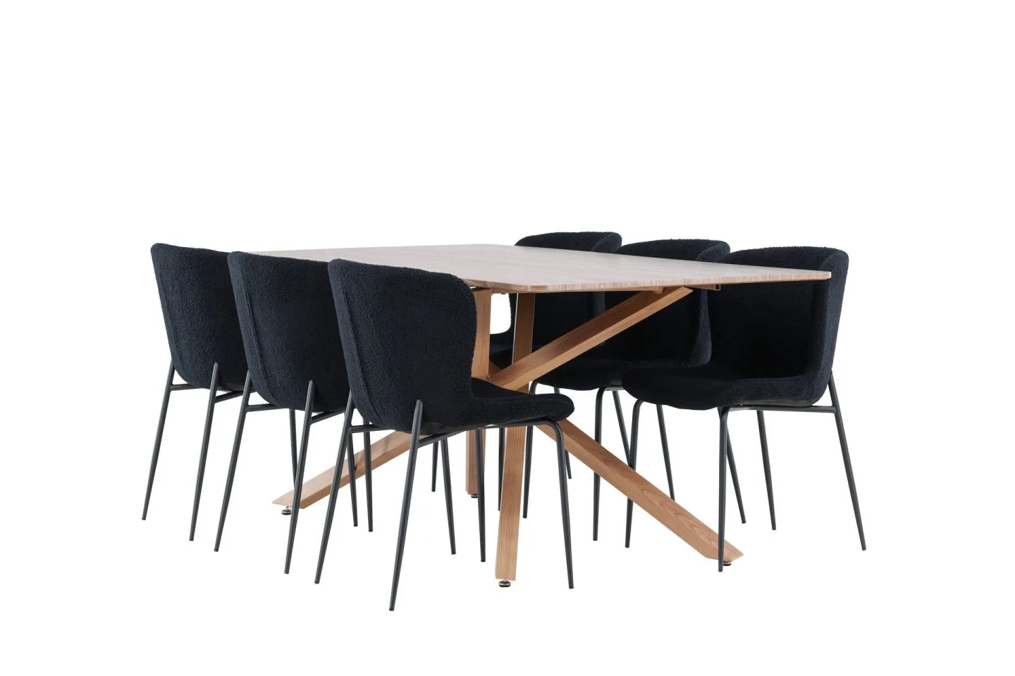 Piazza Matgrupp 180 cm Rektangulär med 6 Modesto stolar - Mocca/Svart