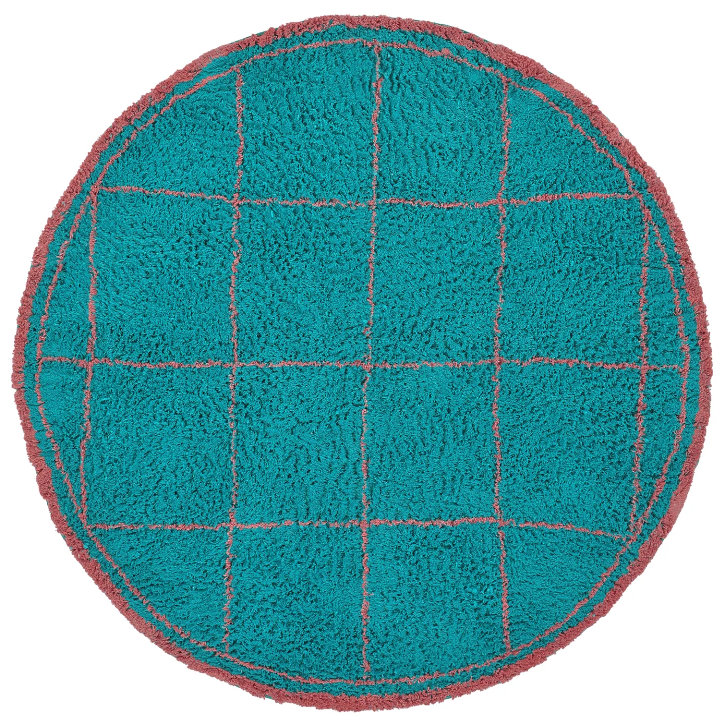 Rundt teppe - Lana Natural Cotton Shaggy (turkis/rosa) (Størrelse: Ø 200 cm)