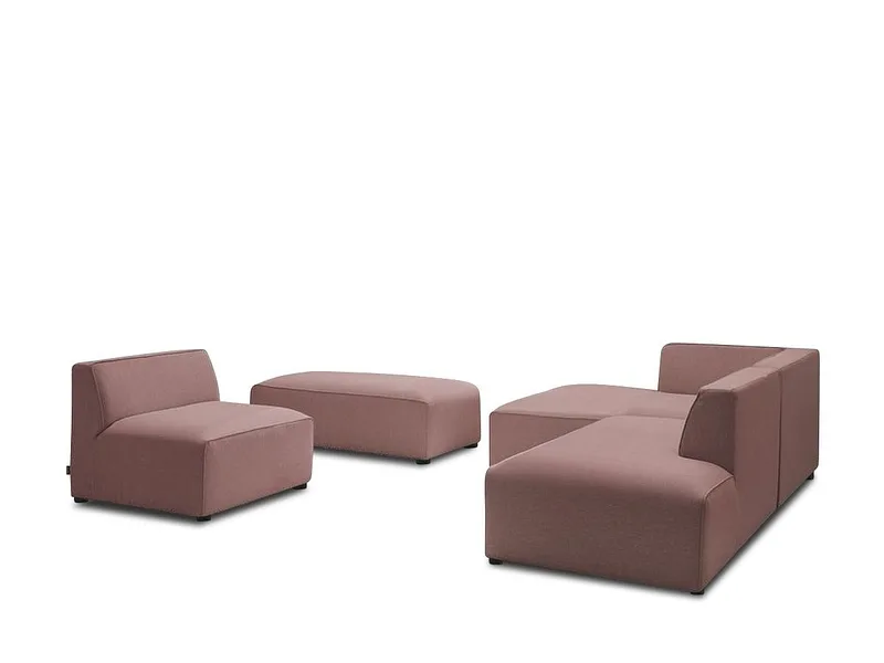 Ecksofa mit Hocker BOBOCHIC MEGEVE Stoff chiniert rosa