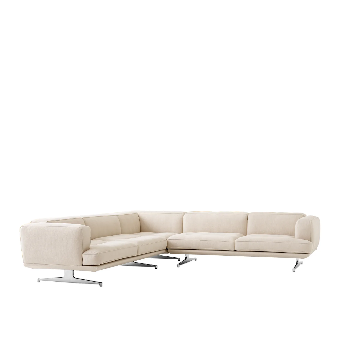 &Tradition - Inland AV41 hörn soffa polerad aluminium ben cifrado 0221 - Soffor - Anderssen & Voll - Beige - Metall/Textilmaterial/Syntetiskt/Skum