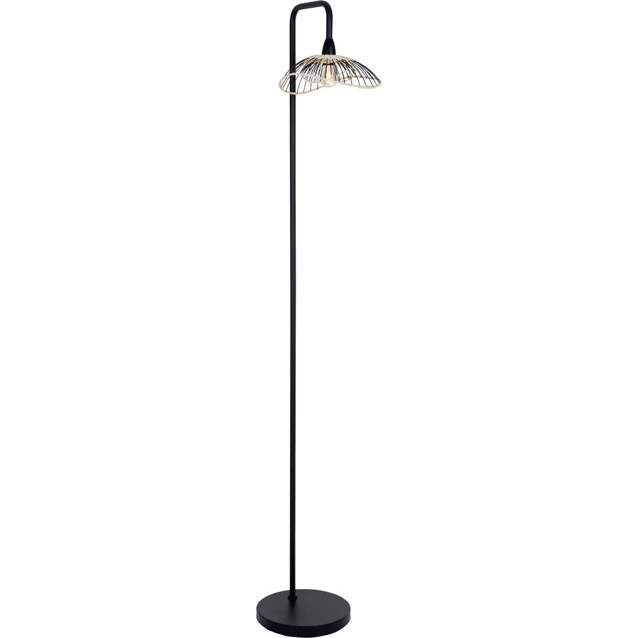 Stehlampe Cate Schwarz/Braun Metall 34 cm 155 cm - Farbe: schwarz, natur