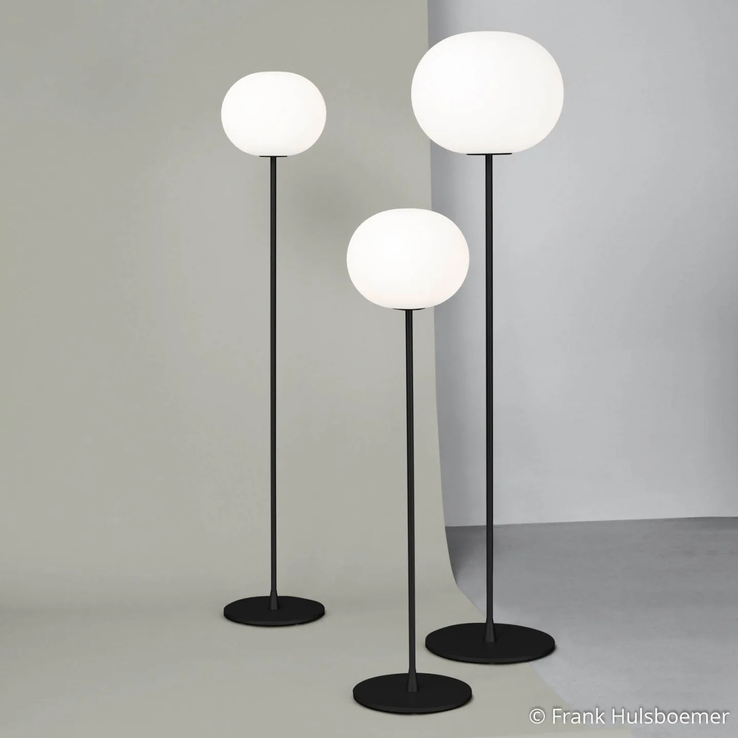 Glo-Ball F3 gulvlampe Matt Black/Opal - Flos - Stue - Design - Glas - Med skærm